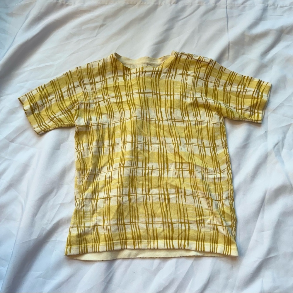Yellow Plaid knitted Short Sleeve Tee